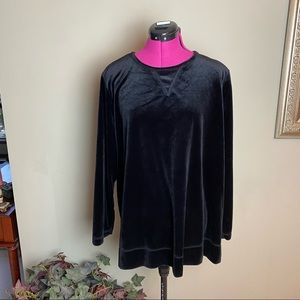 Woman Within Black Cozy Velvet Soft Top